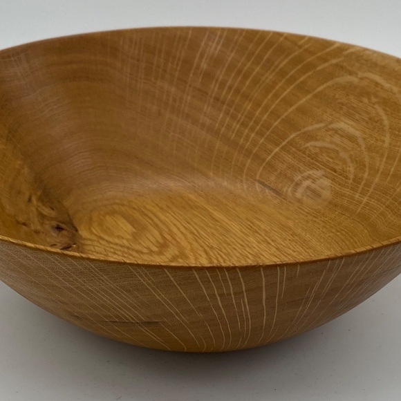 Handmade Wooden White Oak With Little Burl 11 3/8 X 4 Bowl Beautiful Grain - Picture 7 of 12